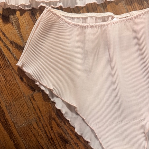 Vintage Silk&Satin Plisse Lace Trim Sleepwear Set in blush pink - Size M - Picture 6 of 15